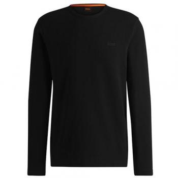 BOSS Orange Tempesto Men's Regular Fit Long Sleeve T-Shirt with Embroidered Logo - Black - Size L