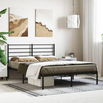 vidaXL Metal Bed Frame without Mattress with Headboard Black 120x200cm