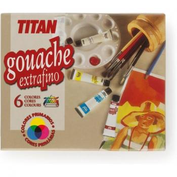 Set 6 Tubos Gouache TITAN Arts Extra Fine 20ml Colores Primarios