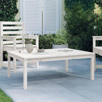 Mesa de jardín de madera maciza de pino blanca 121x82,5x45 cm