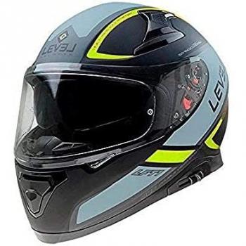 ON BOARD Lft1 Touring Casco Integral Laevel, Unisex Adulto, Negro Mate/Amarillo Fluor, XS