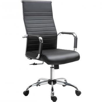 Vinsetto Silla de Oficina Ergonómica Giratoria 360° Basculante Altura Ajustable Ruedas Reposabrazos Piel Sintética 54x62x104-114 cm Negro