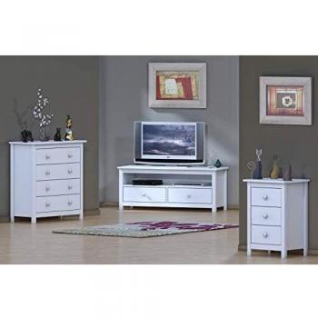 Moblit Tabac Mesita con Tres Cajones, Madera, Blanco, 63x43x35 cm