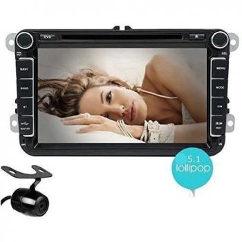 Copia de seguridad de la cš¢mara + Android 5.1 estšŠreo Quad Core radio de coche de doble DIN en el tablero de coches reproductor de navegaciš®n del GPS del reproductor de CD de 8 pulgadas de pantalla tš¢ctil capacitiva de unidad principal de sopo