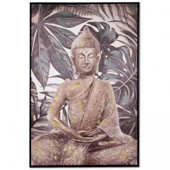 Cuadro Buda Fondo Palmeras Negro de Pintura Signes Grimalt 92x5x62cm