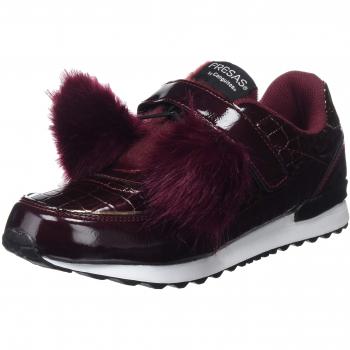 Conguitos Deportivo Charol con Pompones, Zapatos de Cordones Derby para Niñas, Rojo