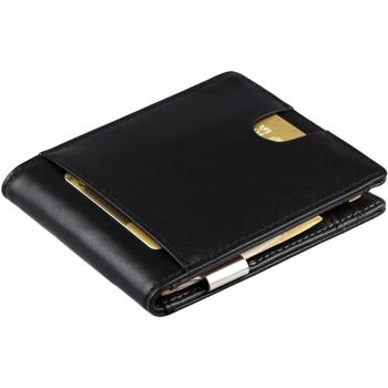 Cartera de Hombre con Pinza para Billetes y Monedero - Billetera pequeña de Piel auténtica con protección RFID, Regalos para Hombres, Color Negro