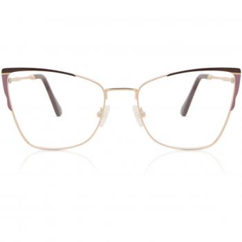 Gafas Cat Eye Montura Completa Metálica Marrón para Mujer - Gafas Recetadas Anti-Azules - SmartBuy Collection