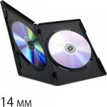 Prodye economy Cajas para 2 DVD's, 14 mm, Negro, 100 unidades
