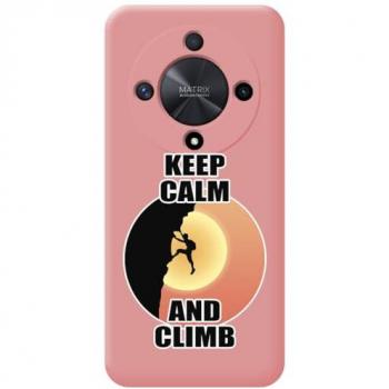 Funda Silicona Líquida Rosa para Huawei Honor Magic 6 Lite 5G con Diseño de Hombre Escalando