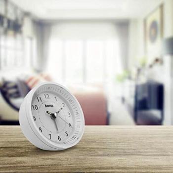 Reloj Despertador Analógico Hama Roundly Blanco con Función de Snooze y Luz de Fondo