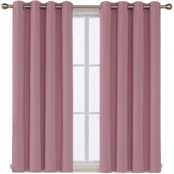 Deconovo Opaca Cortina Térmica Aislante y Ruido Reducción con Ojales 2 Piezas 168 x 138 cm Rosa