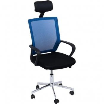 Silla de Oficina Solium Negra/Azul con diseño ergonómico, reposabrazos ajustables, respaldo reclinable y base resistente