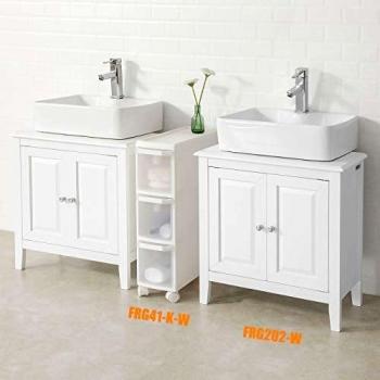 Gabinete de Almacenamiento para Baño SoBuy FRG202-W, Unidad Bajo Lavabo de Madera Blanca con 2 Puertas, Dimensiones: 60 x 30 x 62 cm