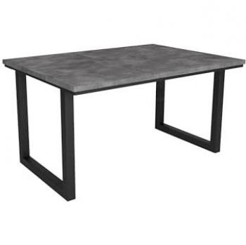 Mesa Comedor Fija Estilo Industrial 140 cm para 6 Comensales con Patas de Madera Maciza y Acabado en Cemento
