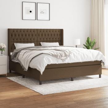 Cama box spring suave con colchón marrón oscuro 180x200 cm Tela