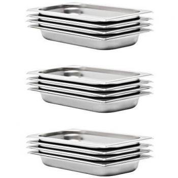 vidaXL 12x Bandejas Gastronorm de Alimentos GN 1/3 Utensilios Cocina Calientaplatos Plato Platillo Comida Buffet Baño María 40 mm Acero Inoxidable