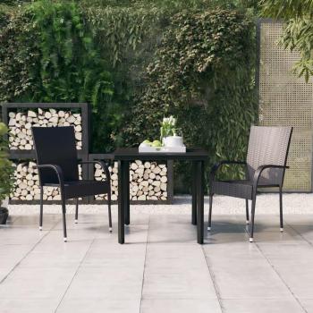 vidaXL 3-Piece Black Outdoor Dining Set