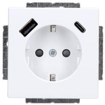 Busch-Jaeger Future Linear Schuko Socket with USB-A and USB-C, Enhanced Touch Protection (20 EUCB2USBAC-84)