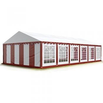 Carpa de fiesta Toolport 6x12 m, lona PVC 700 N, impermeable, rojo-blanco