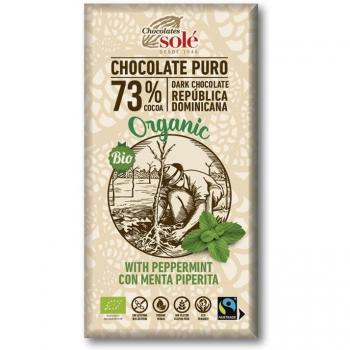 Chocolates Sole Chocolate Negro con Menta 73% 100 Gramos