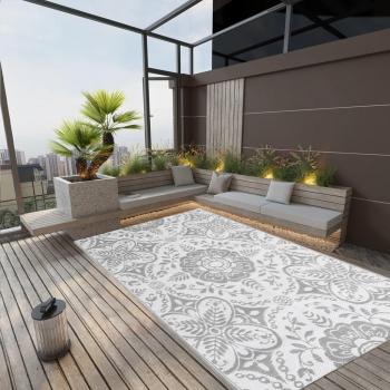 Alfombra exterior gris claro 140x200 cm PP