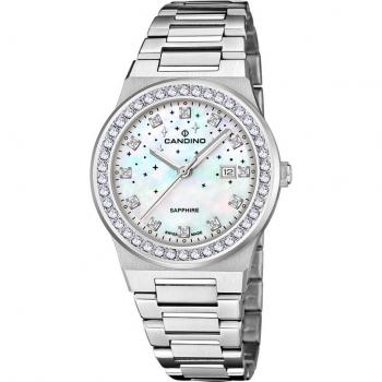 Candino Lady Elegance C4749/1 Reloj para Mujer con Caja de Acero Inoxidable 316L Plateado y Esfera Beige