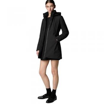 Save The Duck Women's Black Nylon Jacket - Size 4, Casual High Collar Design