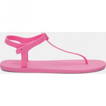 Sandalias planas de mujer con tira fina en forma de T y cierre de hebilla