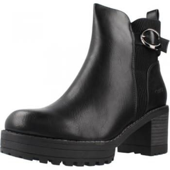 Botines de Tacón Cuadrado para Mujer con Suela Dentada y Cierre de Cremallera Color Negro Chika10