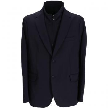 Emporio Armani Men's Blue Nylon Single-Breasted Blazer Jacket, Size 48 (M)