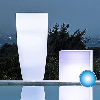 Maceta luminosa redonda Agave H90 con luz azul 40 cm