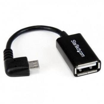StarTech.com UUSBOTGRA Cable Adaptador Micro USB a USB OTG Acodado a la Derecha de 12 cm - Macho a Hembra - Negro