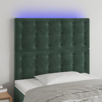 Cabecero con luces LED terciopelo verde oscuro 90x5x118/128 cm Vidaxl Verde
