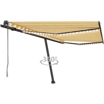 Toldo automático LED sensor de viento amarillo blanco 450x350cm