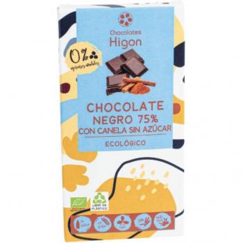 Chocolate Negro con Canela 74% sin azúcar Bio - Higón - 100g.