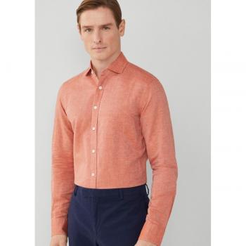 Camisa de hombre slim fit lisa en color naranja