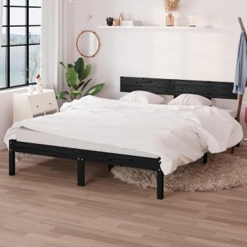 Cama doble pequeña de madera maciza 120x190 cm blanca