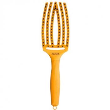 Olivia Garden FingerBrush Combo Medium Yellow Sunshine - Cepillo Profesional para Cabello Medio, Pelo Fino o Normal, Cerdas de Jabalí y Púas de Nylon, Uso en Seco, Edición Limitada