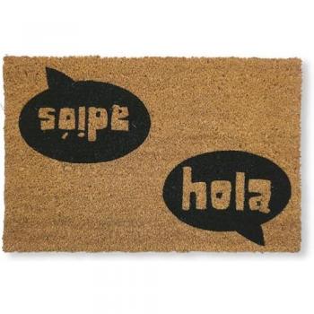Felpudo Original de Coco y PVC Hola - Adiós para Entrada de Casa, 40x60 cm