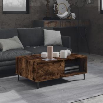 Mesa de centro de aglomerado color roble ahumado 90x60x35 cm y mesa de centro de madera contrachapada gris brillante, blanca, negra 90x60x35 cm para salón o comedor
