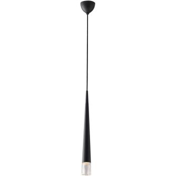 Lámpara colgante de techo redonda delgada Lancelot negra de vidrio, 120-53 cm, GU10