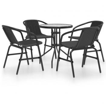 vidaXL 5 Piece Garden Dining Set Black