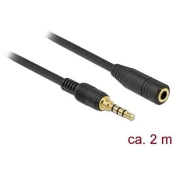 Cable Alargador de Audio 3.5mm 4 Pines M/F, 2m, Negro para iPhone
