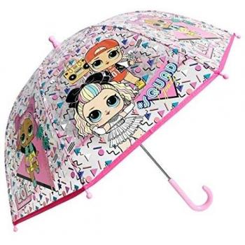 Factory_CR Paraguas Transparente niña LOL Surprise Let`s be Friends! #CollectLOL 45 cm, Apertura Manual