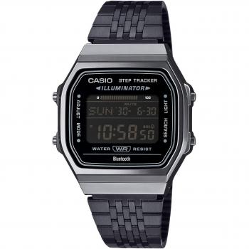 Casio Vintage Digital Smartwatch with Stainless Steel Link, Quartz Movement, Unisex - Black ABL-100WEGG-1B