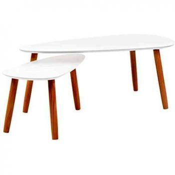 vidaXL Coffee Table Set 2 Pieces Solid Pinewood White