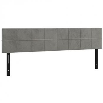 Cabeceros 2 unidades de terciopelo gris claro 90x5x78/88 cm