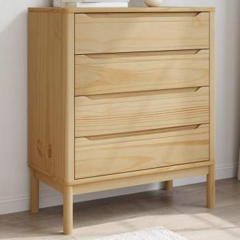 FLORO Solid Pine Chest of Drawers in Wax Brown Finish