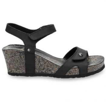 Panama Jack Women's Julia B1 Black Leather Wedge Sandals UK 9